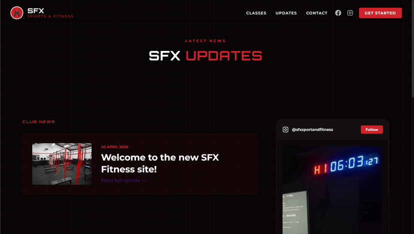 SFX Sports & Fitness website